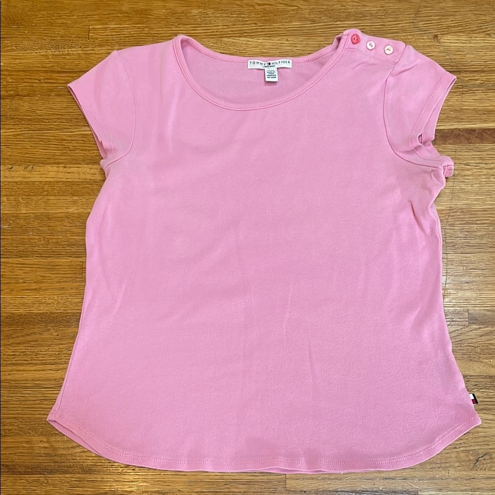 Tommy Hilfiger Pink Button-Shoulder Sleep T-Shirt